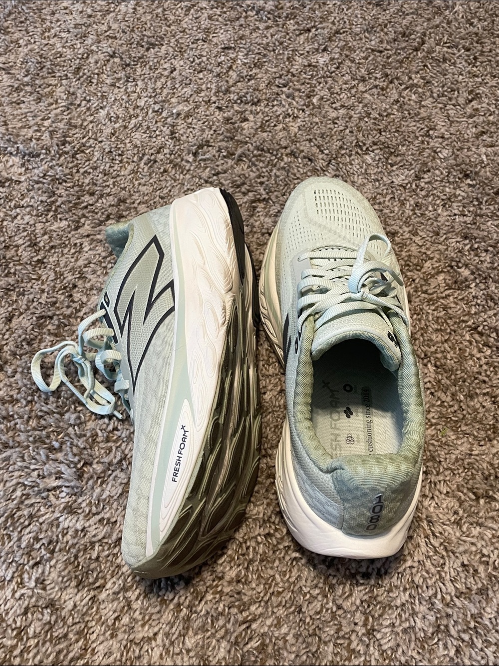 New Balance 1080 v 14 Women's Running Shoes in Pale Sage with Silver Accents